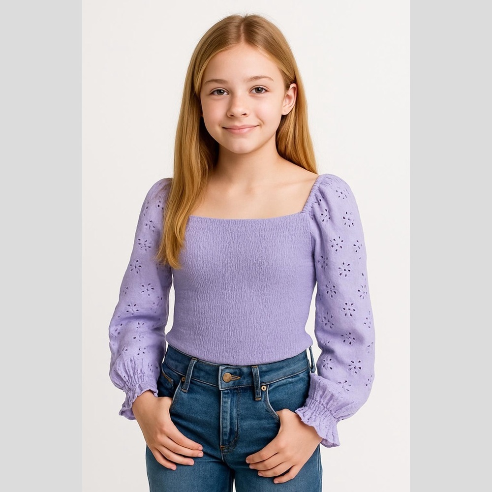 Orange tea size medium girls blouse